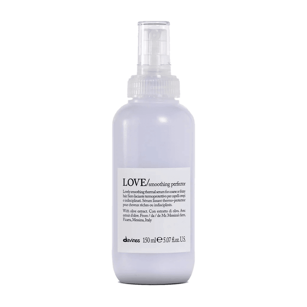 Davines LOVE Smoothing Perfector 150ml // anti-frizz heat protectant for smooth, shiny hair. Available at Mosu Worcester.