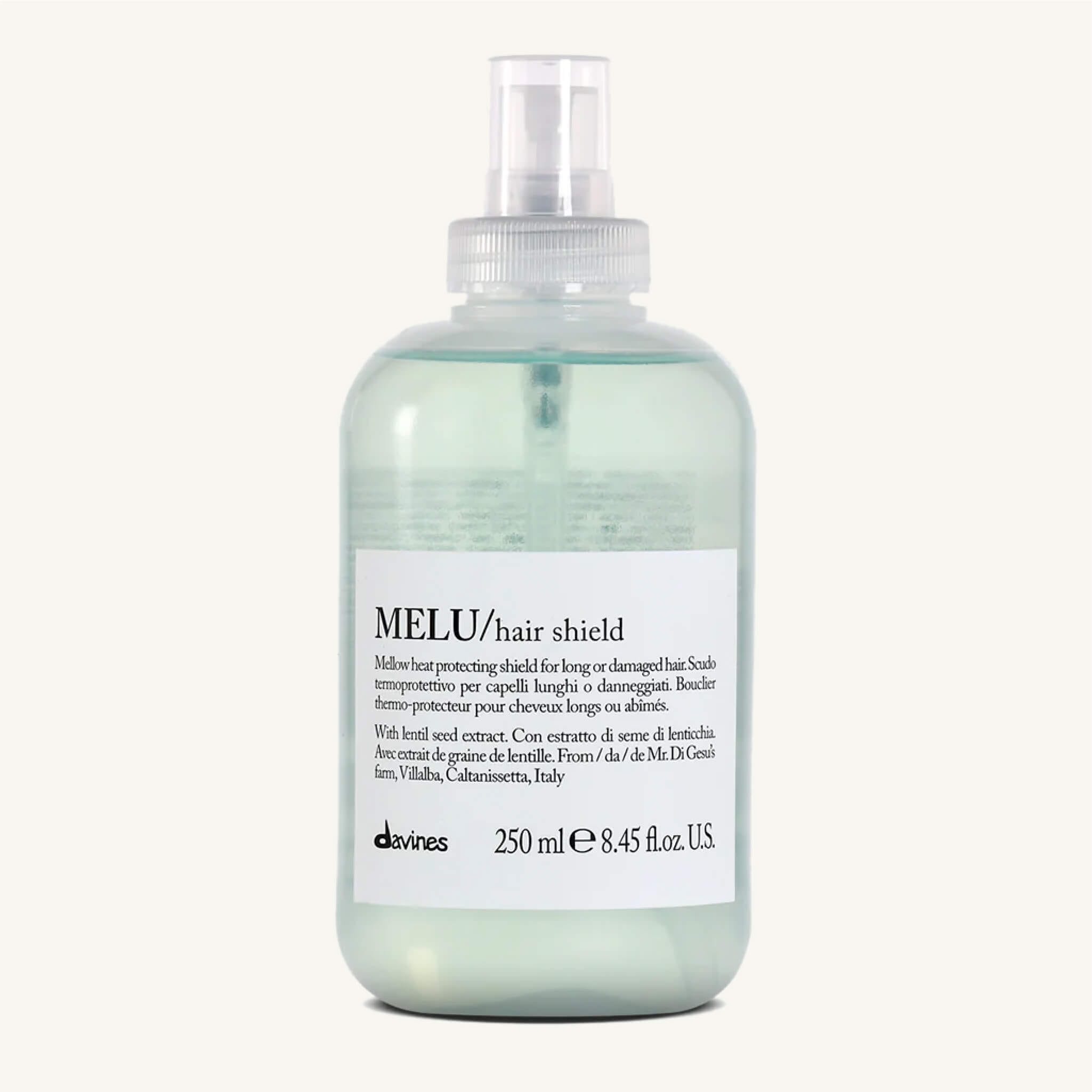 Davines MELU Hair Shield 250ml at Mosu Worcester - Mosu Hair Space Davines melu hair shield 250ml // heat protectant spray for long, damaged, or breakage-prone hair. Available at mosu worcester.
