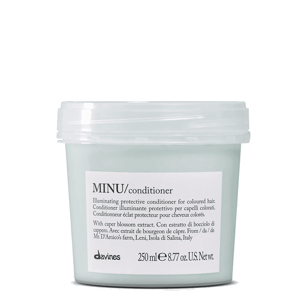Davines MINU Conditioner 250ml // colour-protecting conditioner with caper blossom extract, available at Mosu Worcester.