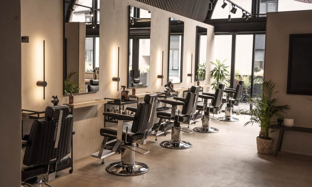 Styling chairs lined inside mosu hair space salon